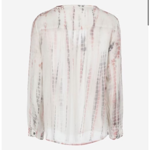 Zadig & Voltaire Satin Long Sleeve Tunic Blouse Top Size Medium White Pink Gray - Picture 5 of 10